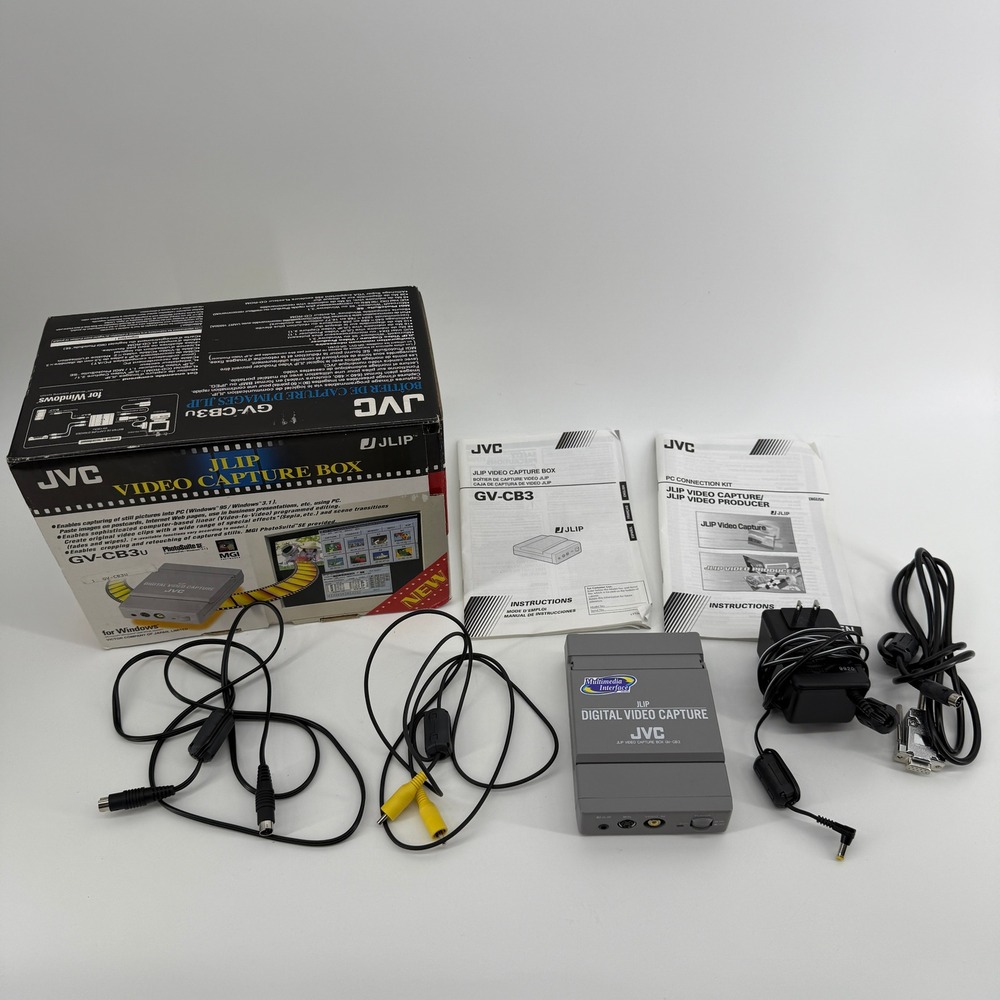 JVC JLIP GV-CB3U Video Capture Box Powers On w/ Adapter & Cables Vintage PC